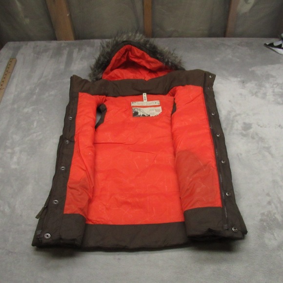 Burton Vest Women Small Brown Dryride Rancher Faux Fur Trim Insulated Puffer - Picture 6 of 13